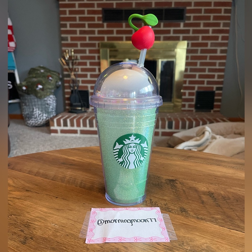 Starbucks Sparkling Green Tumbler with Cherry Top